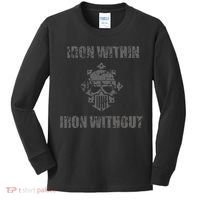 Iron Within Iron Without Marines Helmet Distresses Kids Long Sleeve Shirt thumb 0