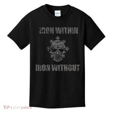 Iron Within Iron Without Marines Helmet Distresses Kids T-Shirt