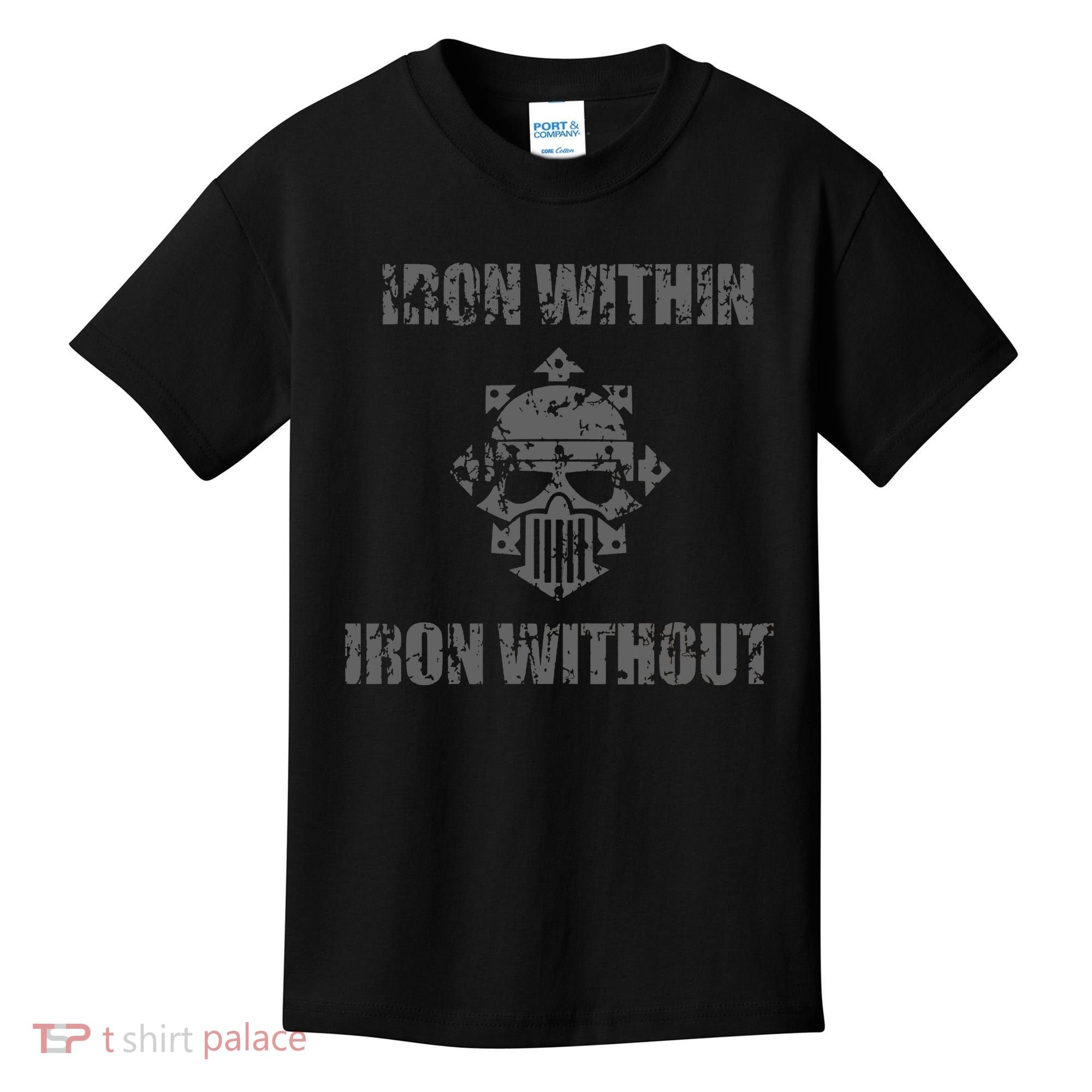 Iron Within Iron Without Marines Helmet Distresses Kids T-Shirt