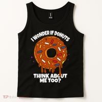 I Wonder If Donuts Think About Me Too | Doughnuts Cute Donut Tank Top thumb 2