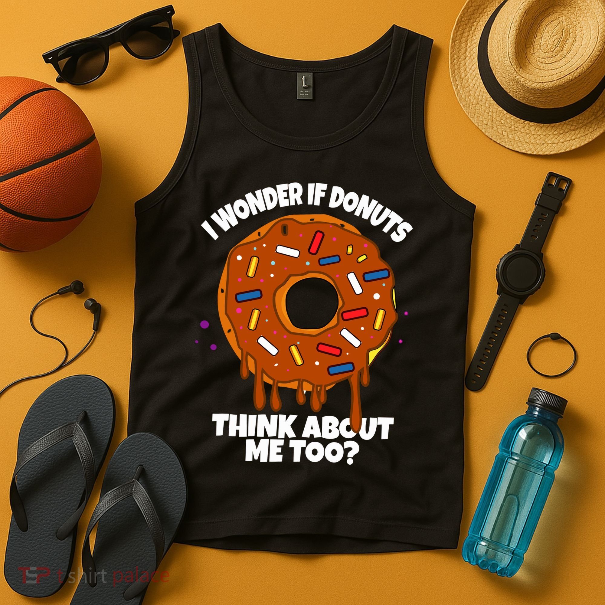 I Wonder If Donuts Think About Me Too | Doughnuts Cute Donut Tank Top
