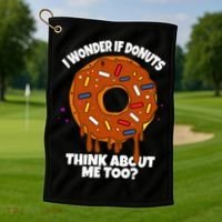 I Wonder If Donuts Think About Me Too | Doughnuts Cute Donut Golf Towel thumb 1