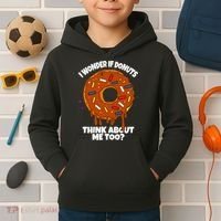 I Wonder If Donuts Think About Me Too | Doughnuts Cute Donut Kids Hoodie thumb 2