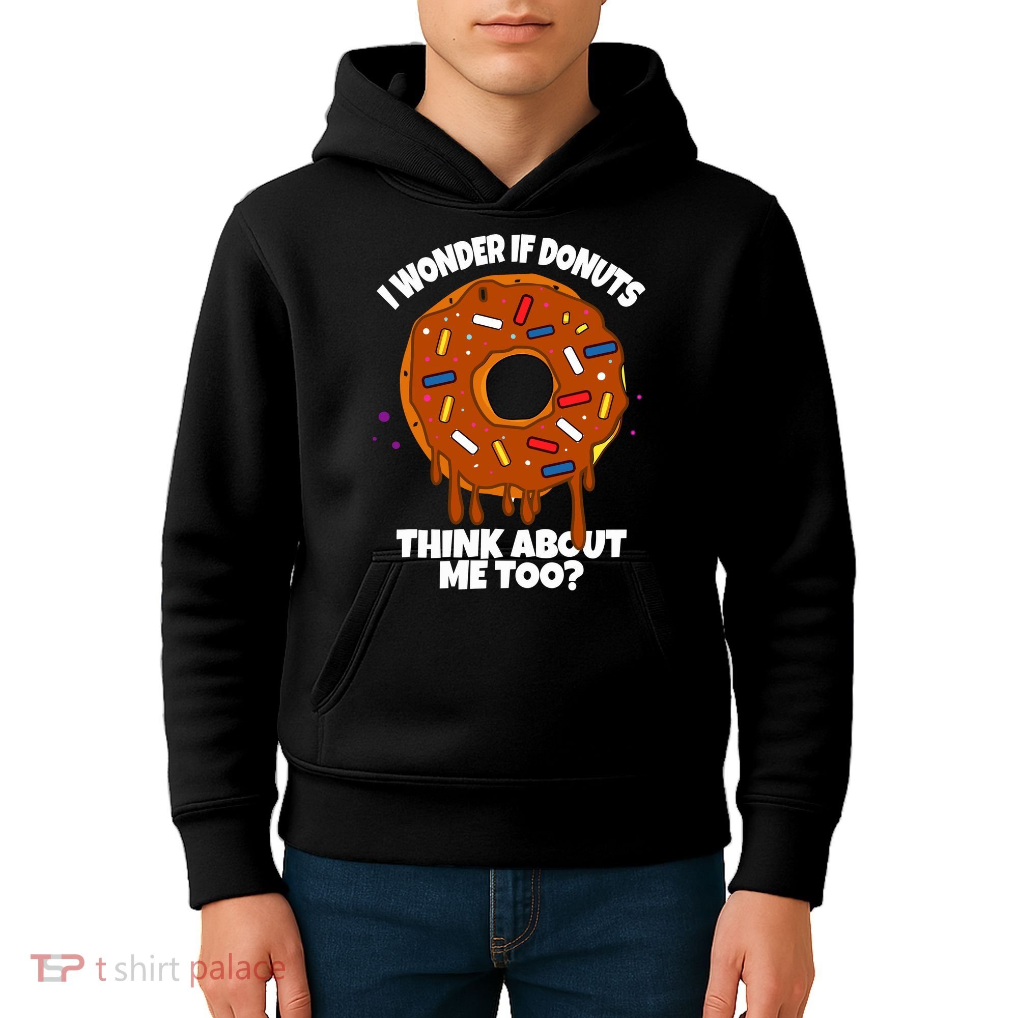 I Wonder If Donuts Think About Me Too | Doughnuts Cute Donut Kids Hoodie