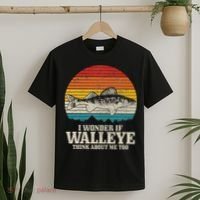 I Wonder If Walleye Think About Me Vintage Fishing Walleye T-Shirt thumb 2