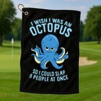 I Wish I Was An Octopus Slap 8 People At Once Funny Octopus Golf Towel thumb 1