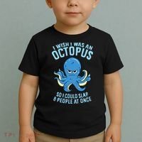 I Wish I Was An Octopus Slap 8 People At Once Funny Octopus Toddler T-Shirt thumb 2