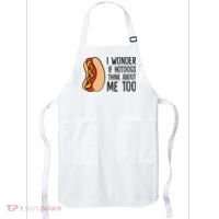 I Wonder If Hotdogs Think About Me Too Funny Hot Dog Apron thumb 0