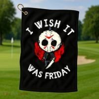 I Wish It Was Friday Funny Halloween Scary Holiday Golf Towel thumb 1