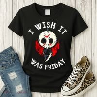 I Wish It Was Friday Funny Halloween Scary Holiday Women's T-Shirt thumb 3