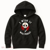 I Wish It Was Friday Funny Halloween Scary Holiday Kids Hoodie thumb 0