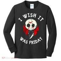 I Wish It Was Friday Funny Halloween Scary Holiday Kids Long Sleeve Shirt thumb 0