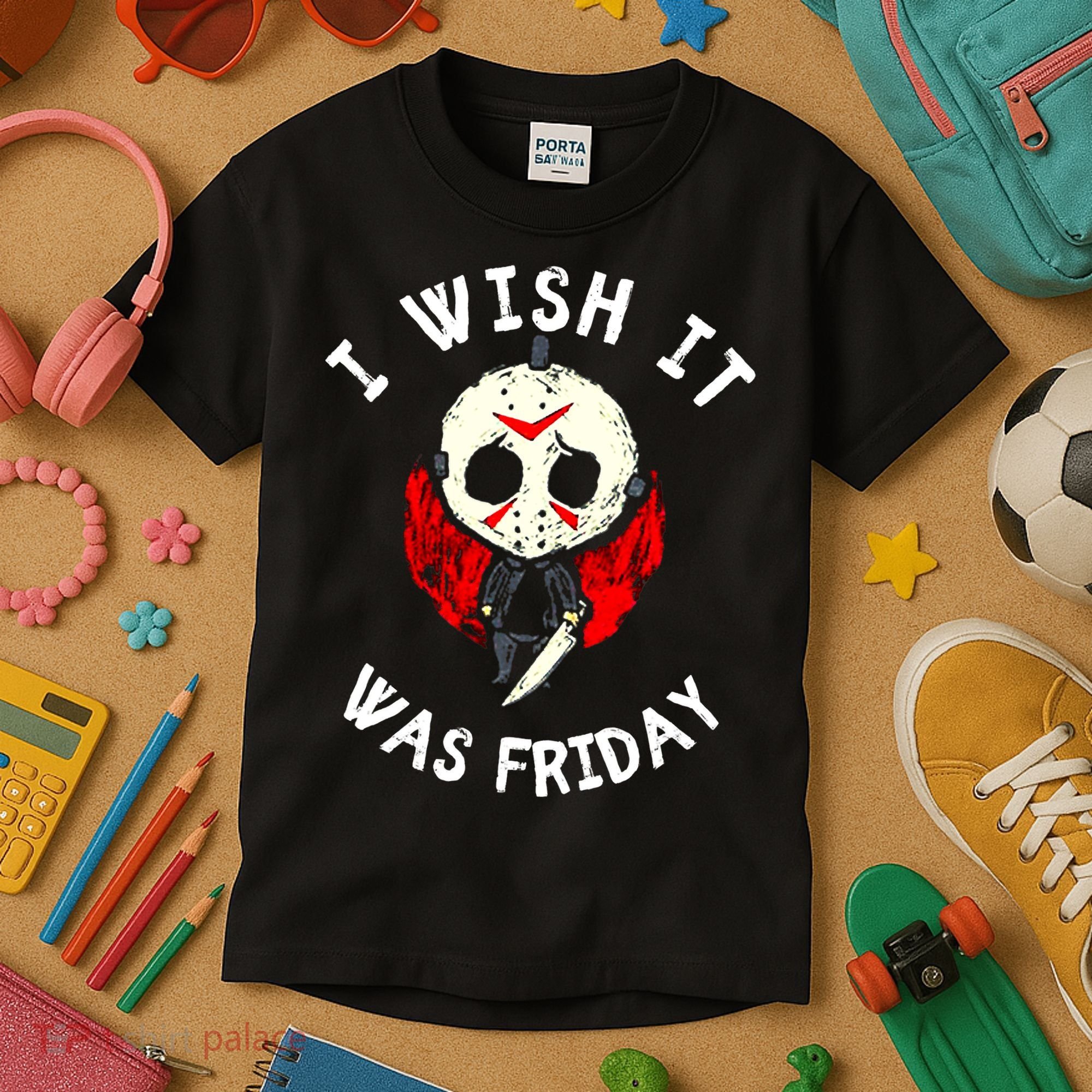 I Wish It Was Friday Funny Halloween Scary Holiday Kids T-Shirt