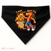 I Was I Was 6 Now I'm 7 Basketball 67 Birthday  USA-Made Doggie Bandana thumb 0