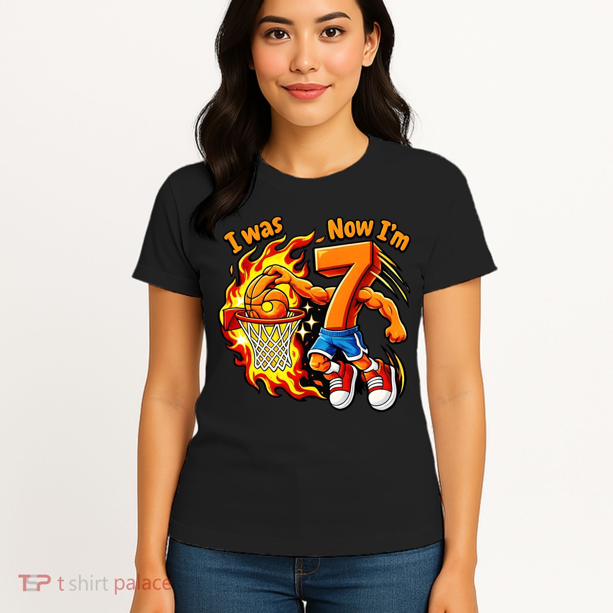 I Was I Was 6 Now I'm 7 Basketball 67 Birthday  Women's T-Shirt