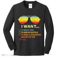I Want It All To Break Free Ride My Bicycle Funny Kids Long Sleeve Shirt thumb 0