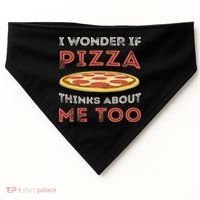 I Wonder If Pizza Thinks About Me Too Funny Dough Crust USA-Made Doggie Bandana thumb 0