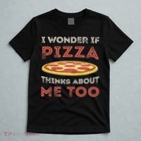 I Wonder If Pizza Thinks About Me Too Funny Dough Crust T-Shirt thumb 5