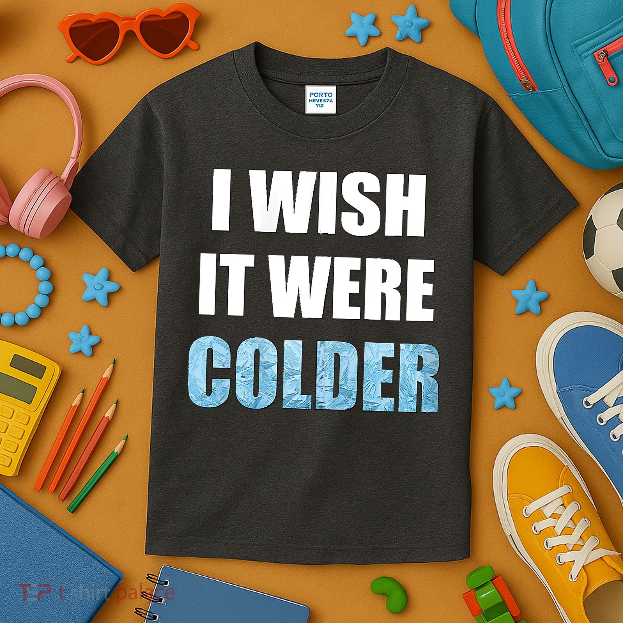 I Wish It Were Colder Funny Ice Cold Snowy Weather Kids T-Shirt