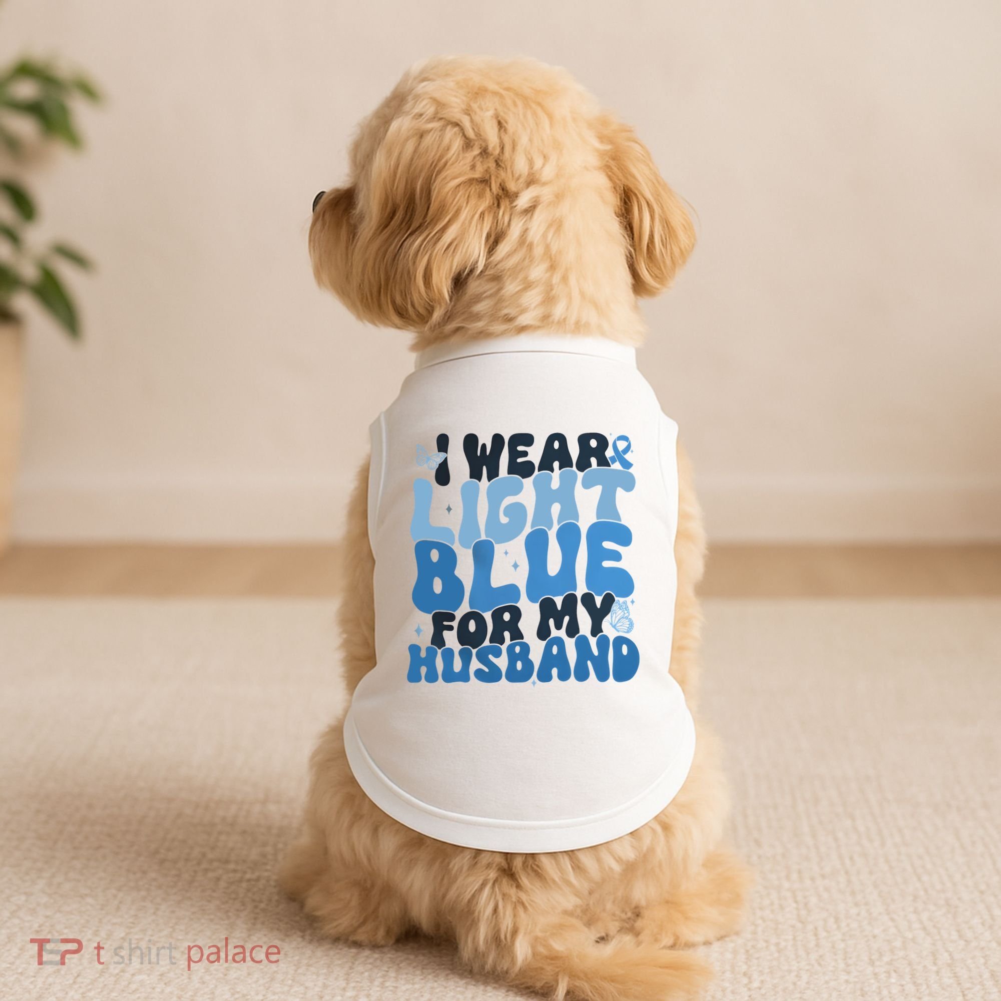 I Wear Light Blue For My Husband Prostate Cancer Doggie Tank