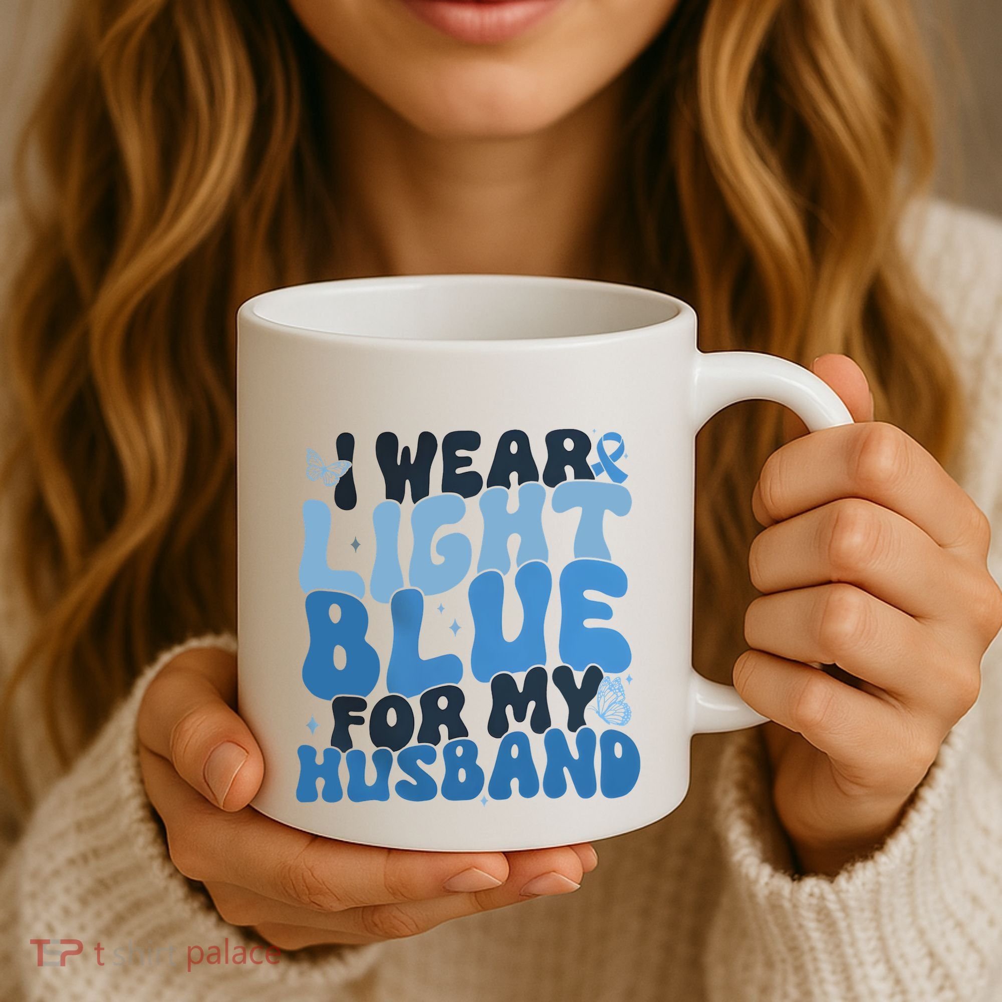 I Wear Light Blue For My Husband Prostate Cancer Coffee Mug