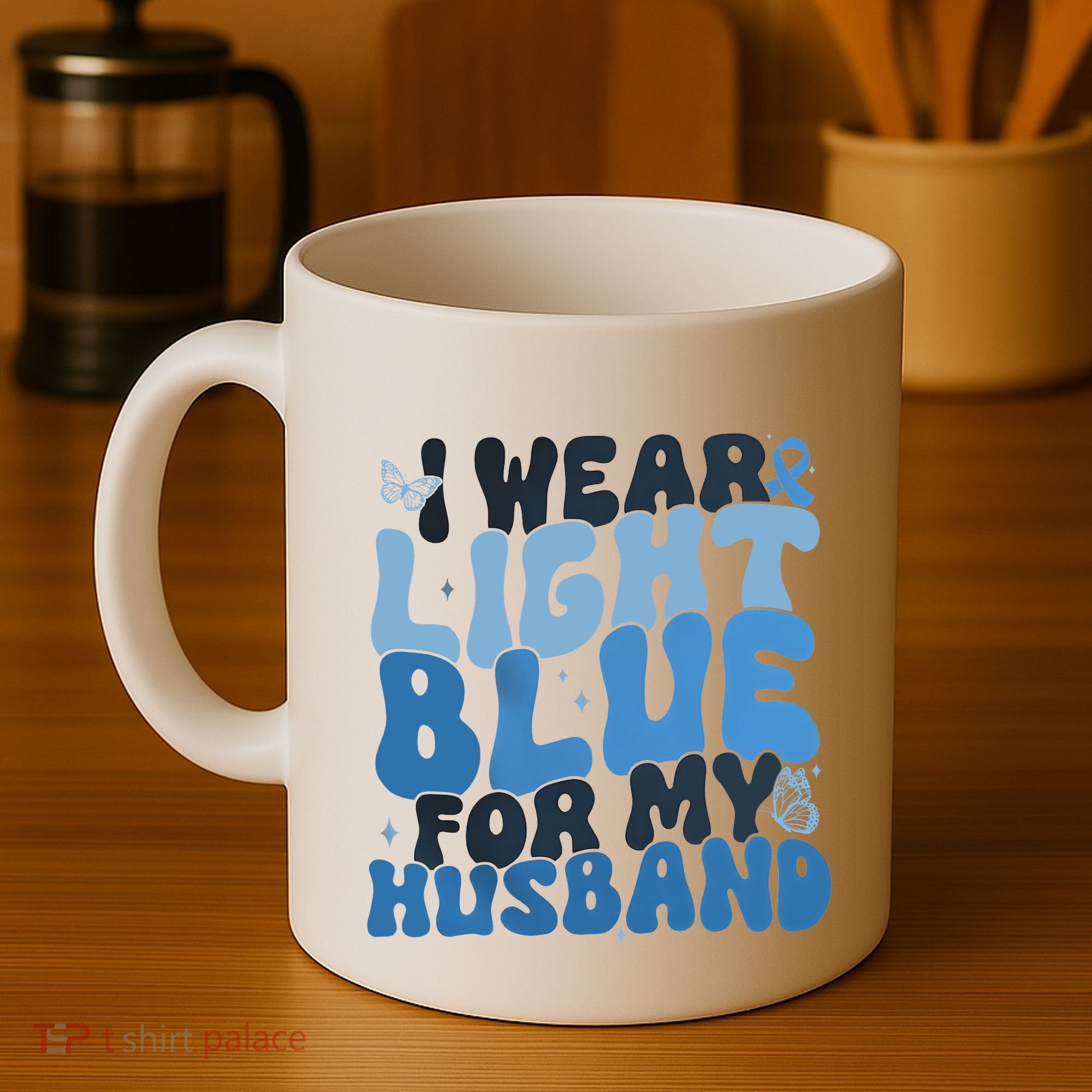 I Wear Light Blue For My Husband Prostate Cancer Coffee Mug