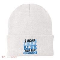 I Wear Light Blue For My Husband Prostate Cancer Beanie thumb 0