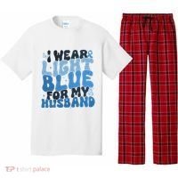 I Wear Light Blue For My Husband Prostate Cancer Pajama Set thumb 0