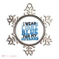 I Wear Light Blue For My Husband Prostate Cancer Ornament thumb 0