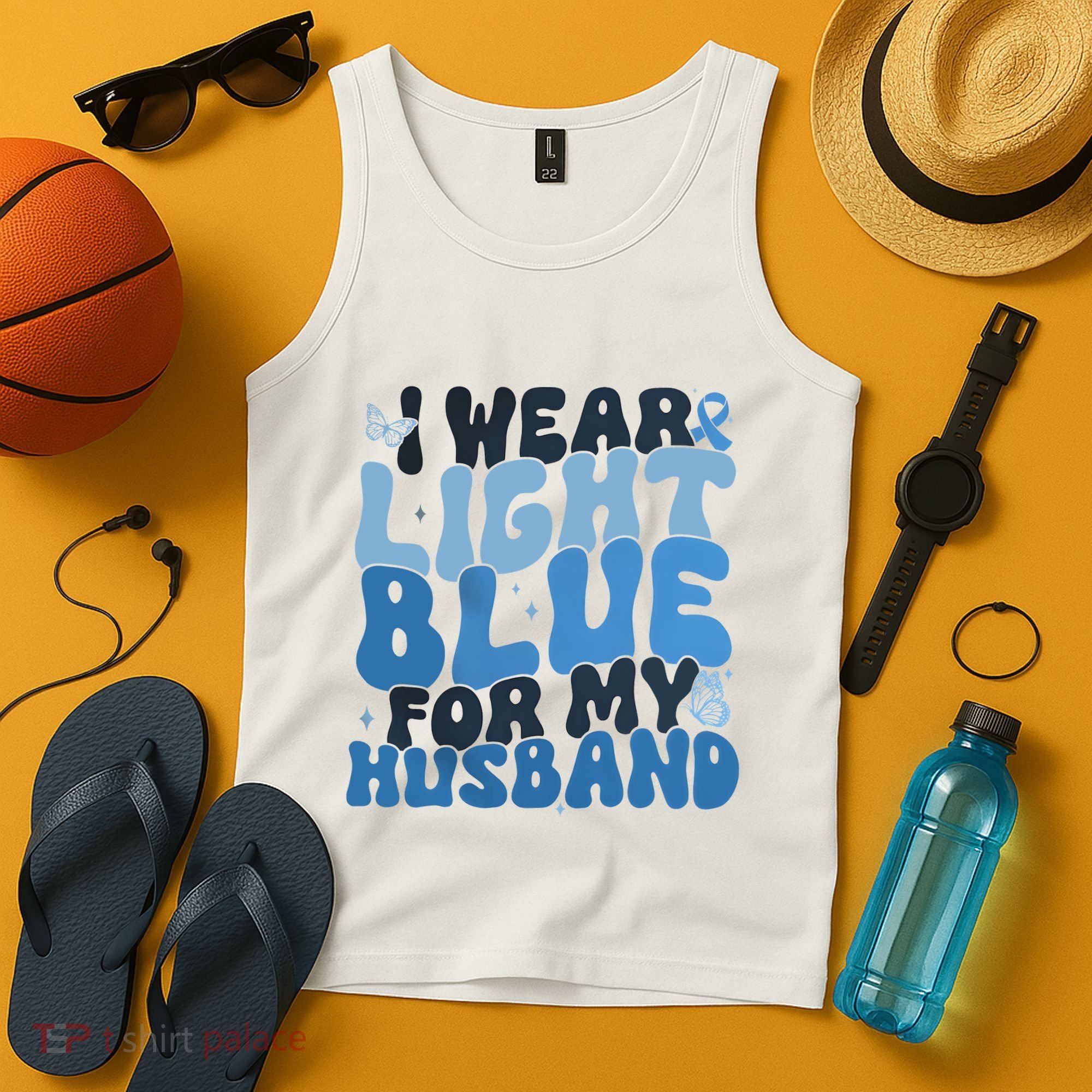 I Wear Light Blue For My Husband Prostate Cancer Tank Top