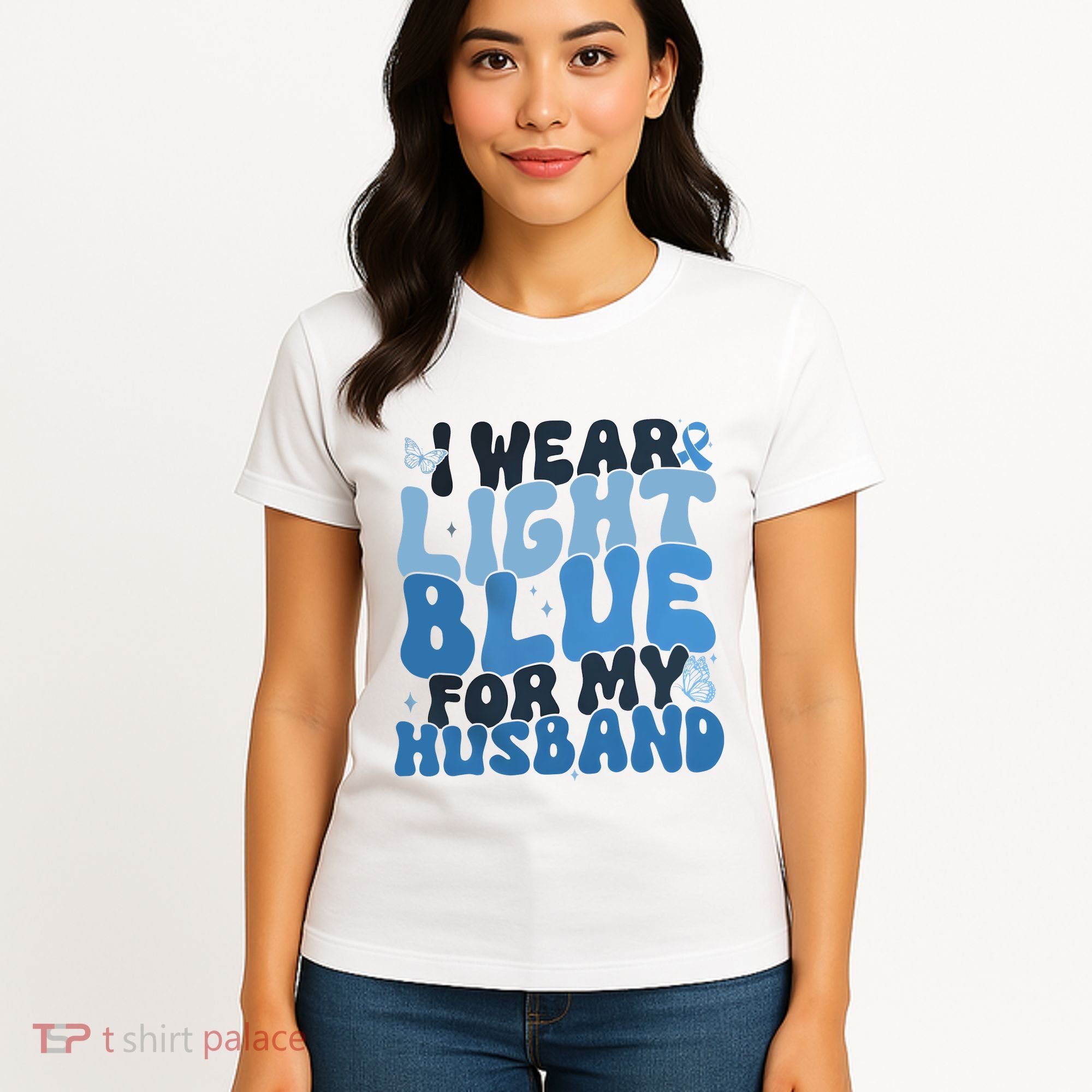 I Wear Light Blue For My Husband Prostate Cancer Women's T-Shirt
