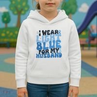 I Wear Light Blue For My Husband Prostate Cancer Kids Hoodie thumb 3