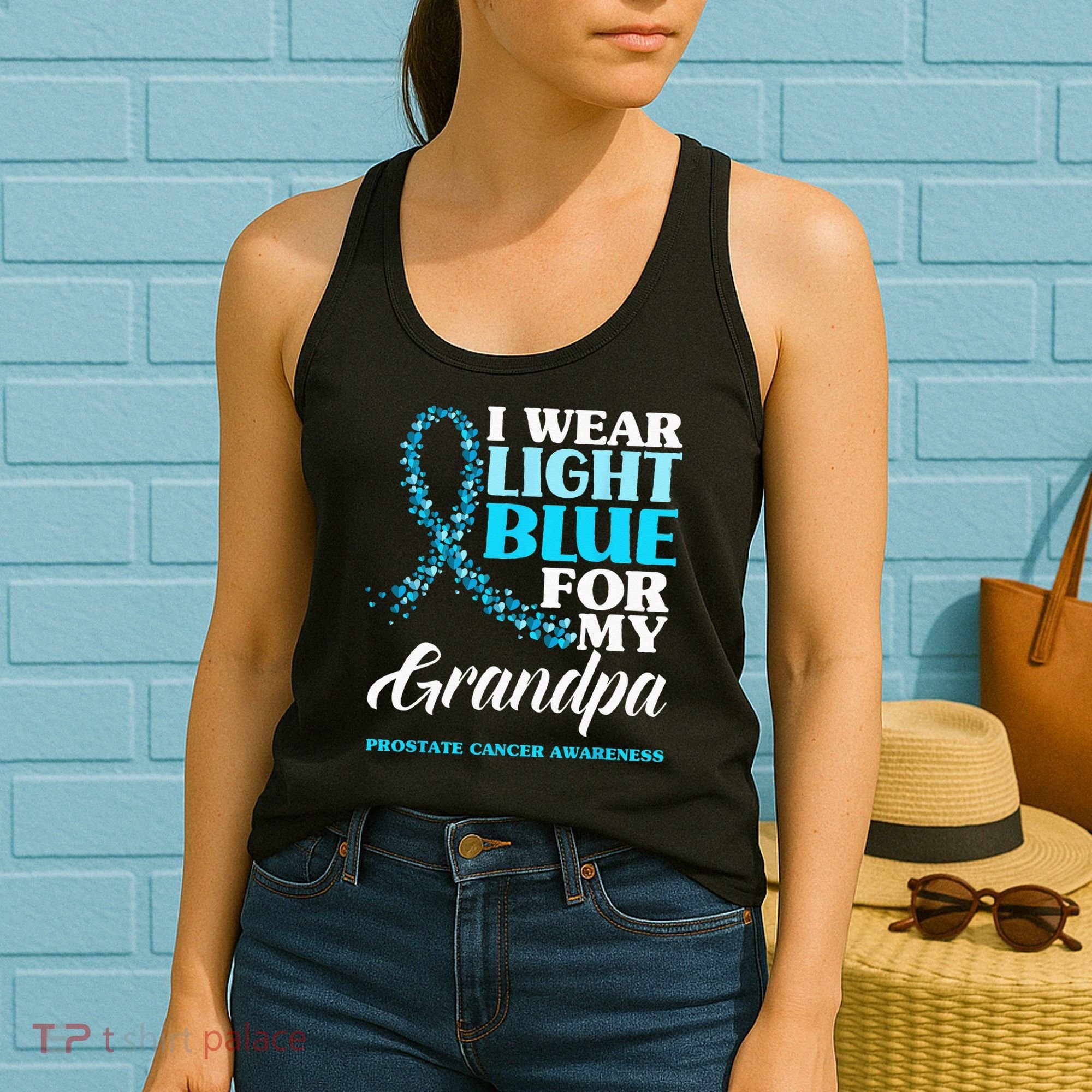 I Wear Light Blue For My Grandpa Prostate Cancer Awareness Women's Tank Top