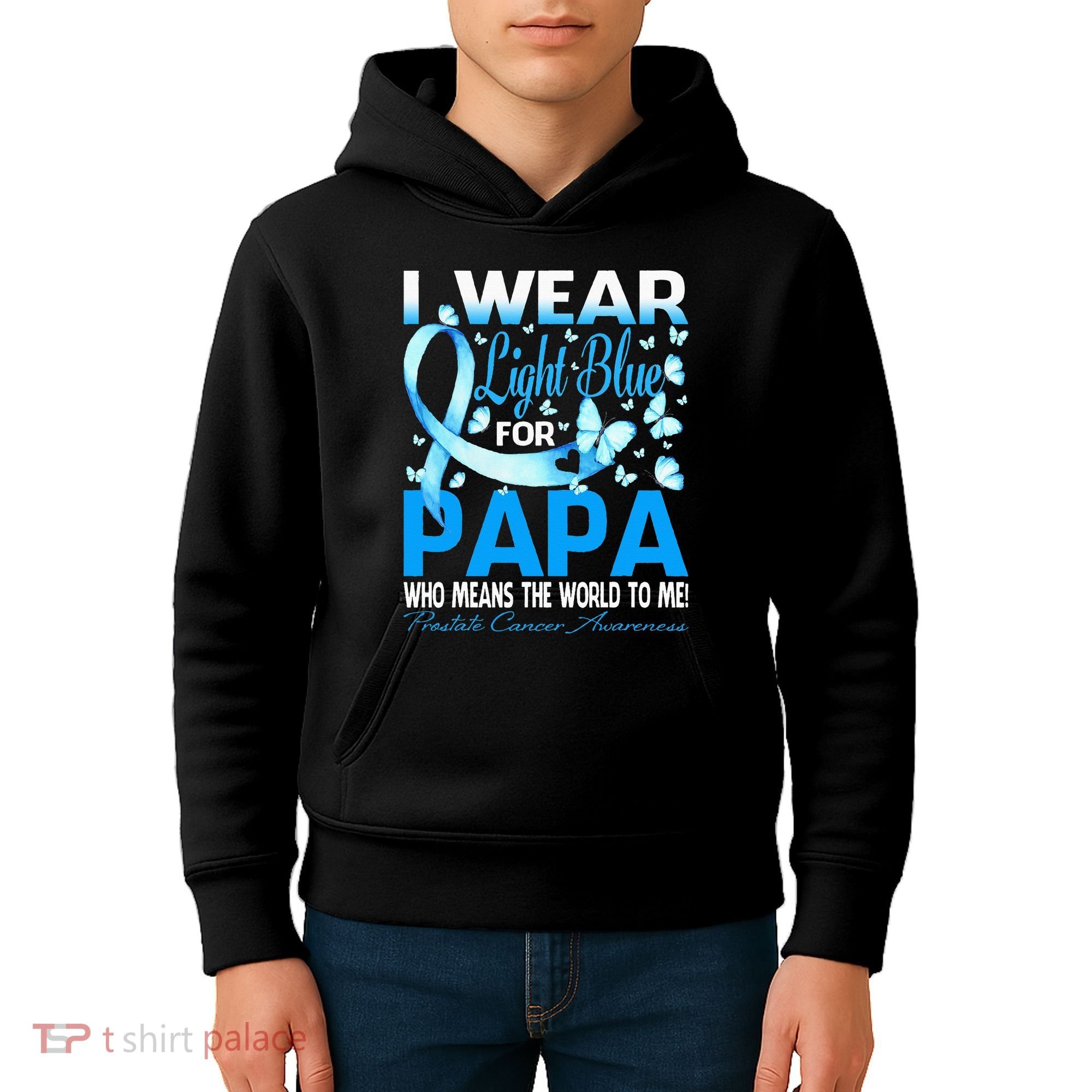 I Wear Light Blue For My Papa Prostate Cancer Awareness Kids Hoodie