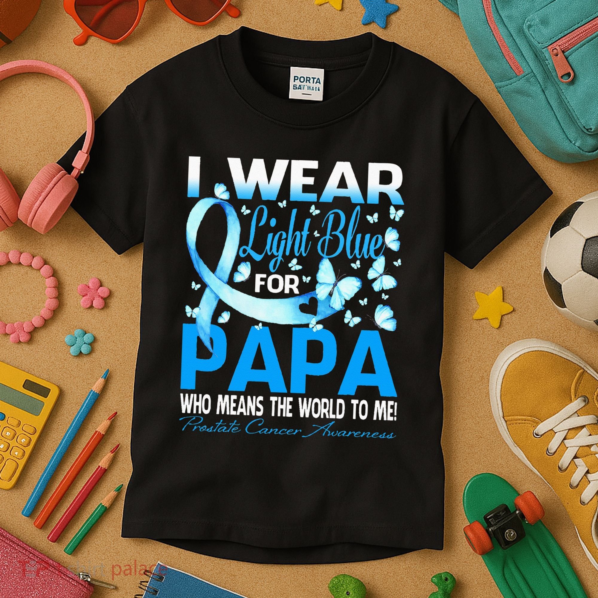I Wear Light Blue For My Papa Prostate Cancer Awareness Kids T-Shirt