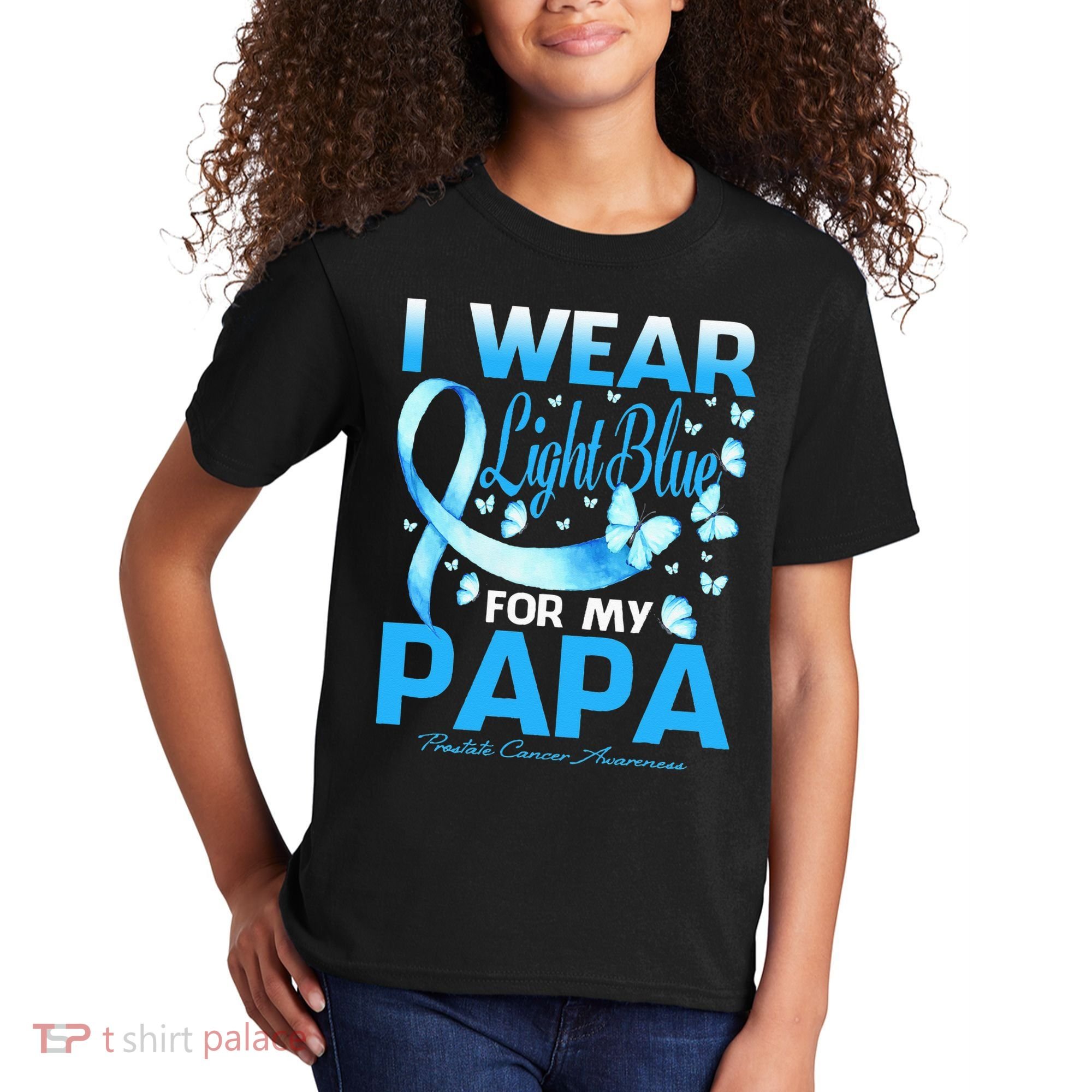 I Wear Light Blue For My Papa Prostate Cancer Awareness Kids T-Shirt