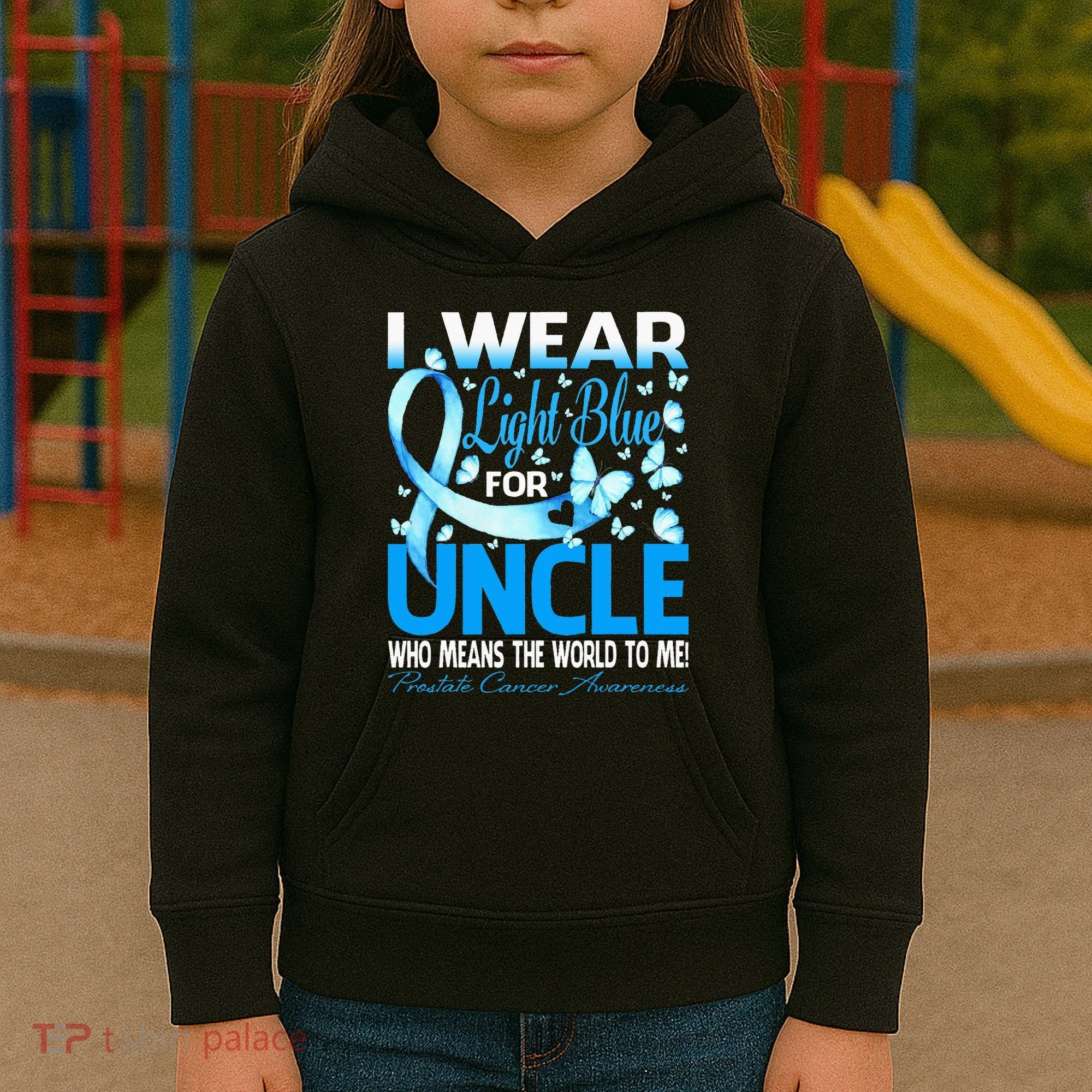 I Wear Light Blue For My Uncle Prostate Cancer Awareness Kids Hoodie