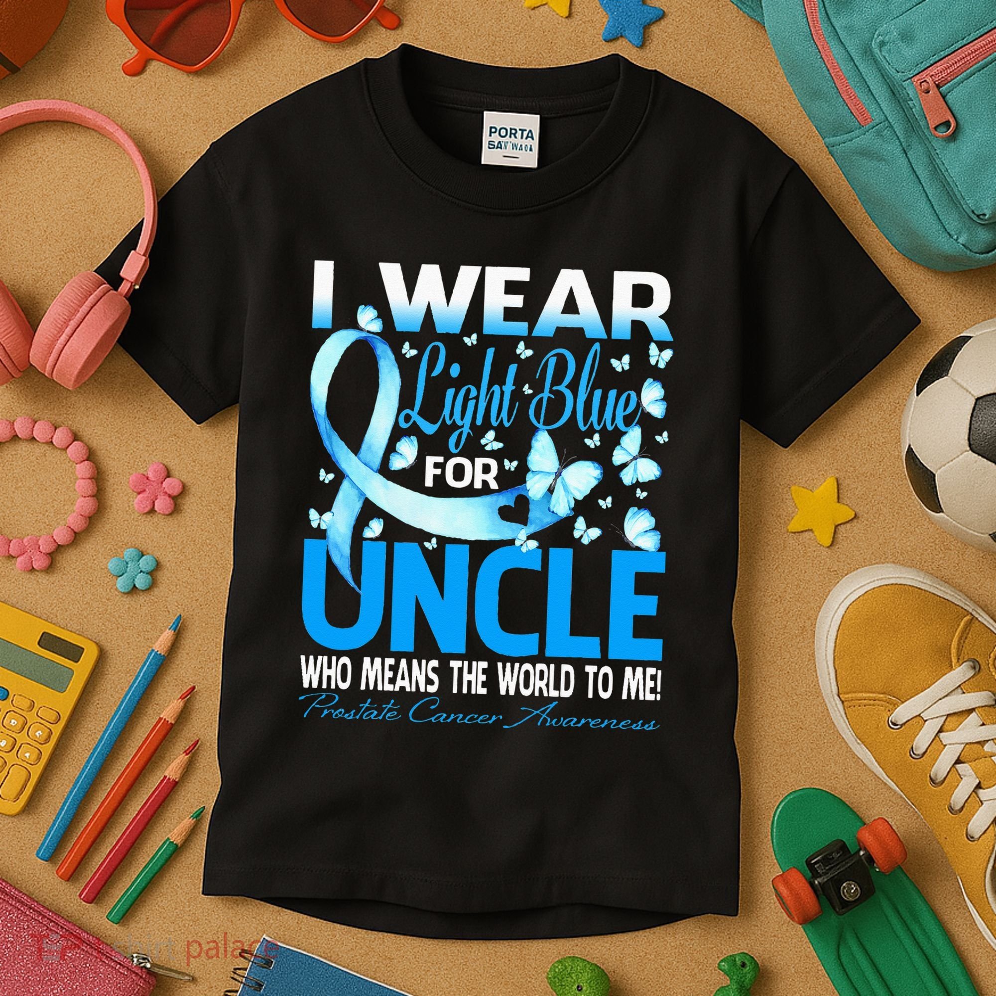 I Wear Light Blue For My Uncle Prostate Cancer Awareness Kids T-Shirt