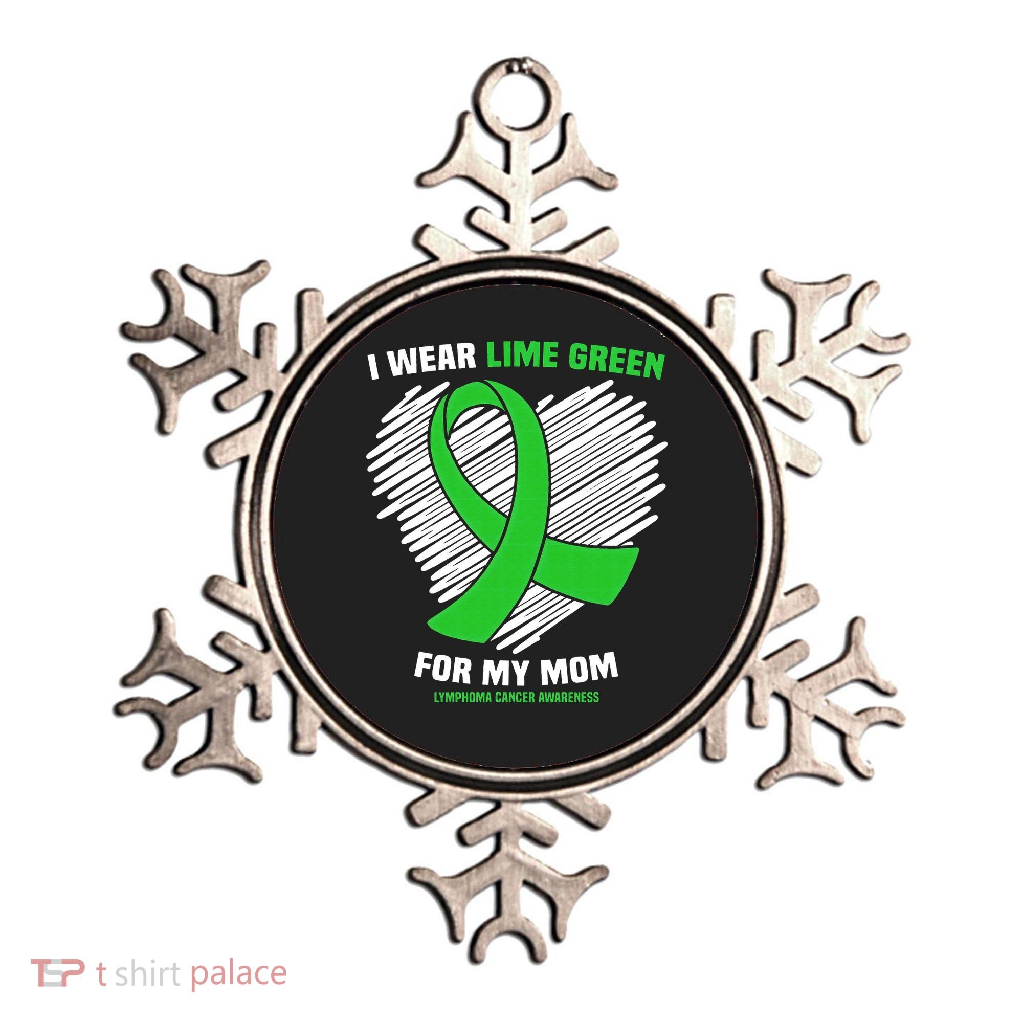I Wear Lime Green For My Mom Lymphoma Cancer Awareness Ornament