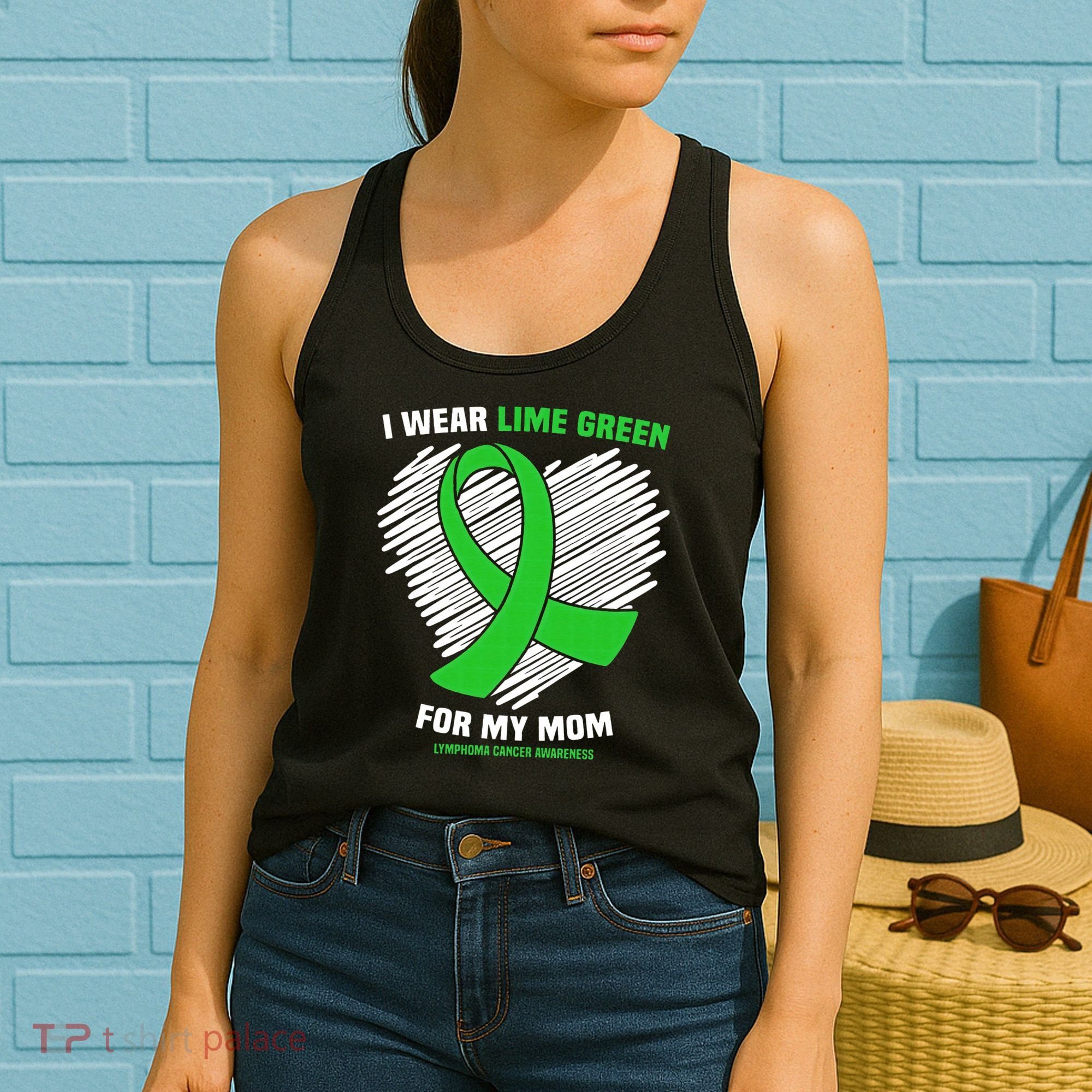 I Wear Lime Green For My Mom Lymphoma Cancer Awareness Women's Tank Top