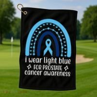 I Wear Light Blue For Prostate Cancer Awareness Golf Towel thumb 1