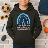 I Wear Light Blue For Prostate Cancer Awareness Kids Hoodie thumb 2