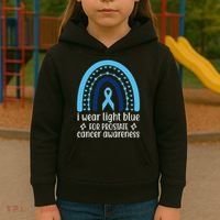 I Wear Light Blue For Prostate Cancer Awareness Kids Hoodie thumb 3