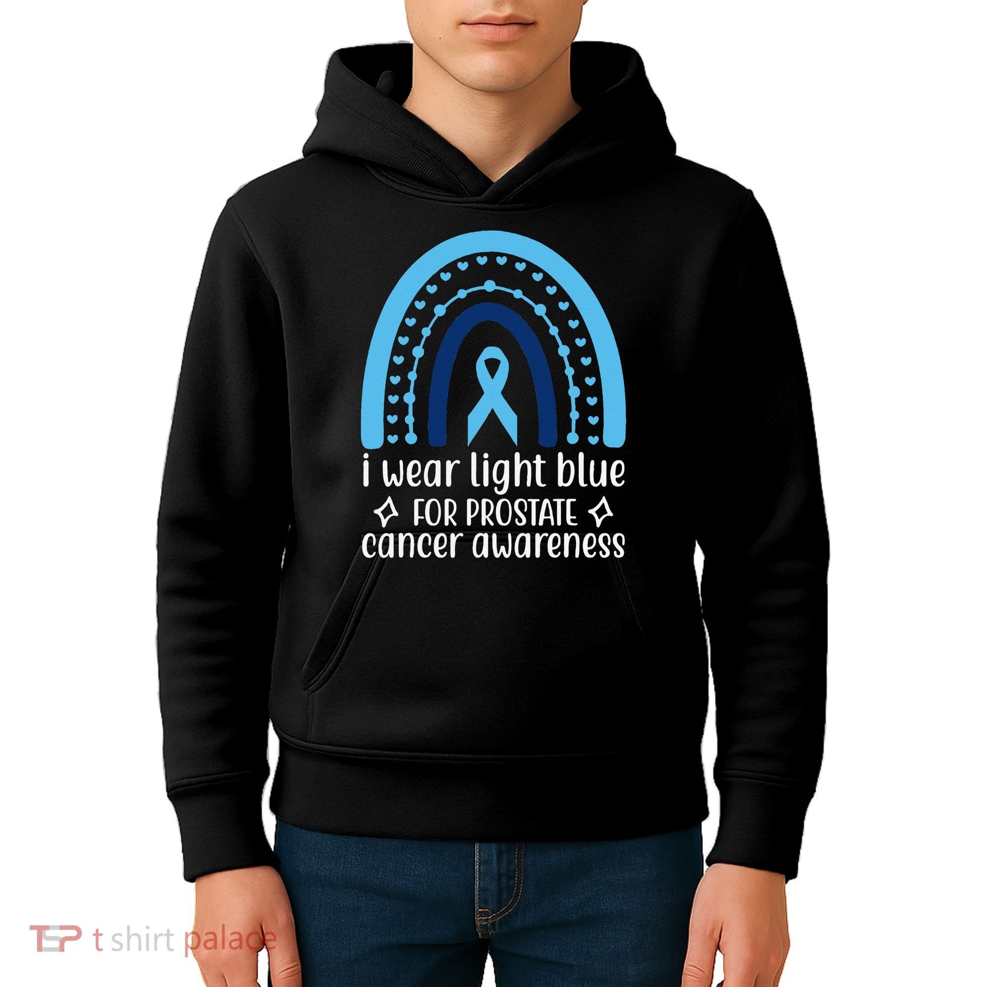I Wear Light Blue For Prostate Cancer Awareness Kids Hoodie