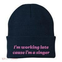 IM Working Late Cause IM A Singer Funny Sweat Beanie thumb 0
