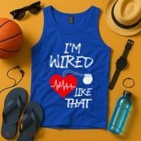 I'm Wired Like That Pacemaker Joke Heart Disease Awareness Funny Gift Tank Top thumb 4