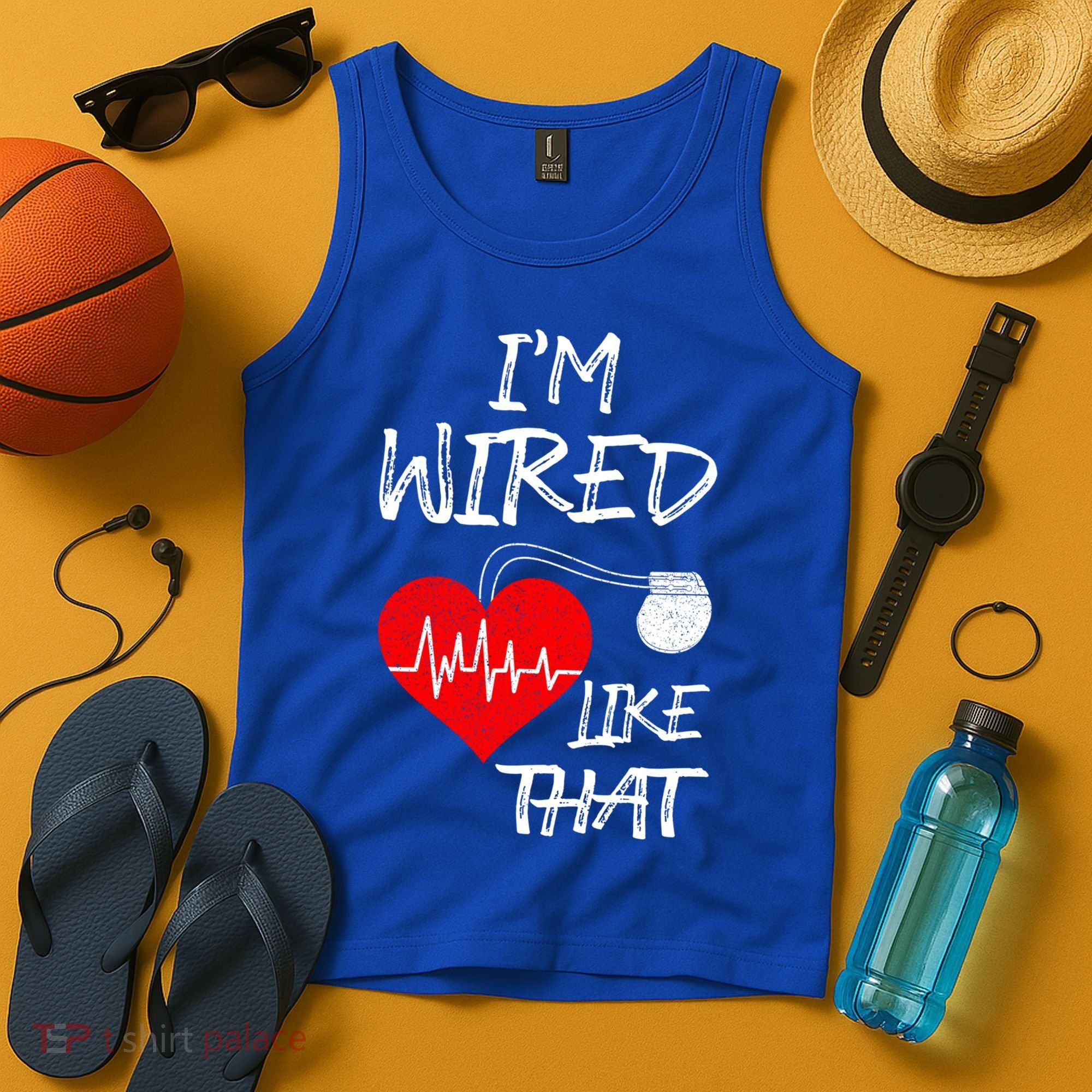 I'm Wired Like That Pacemaker Joke Heart Disease Awareness Funny Gift Tank Top