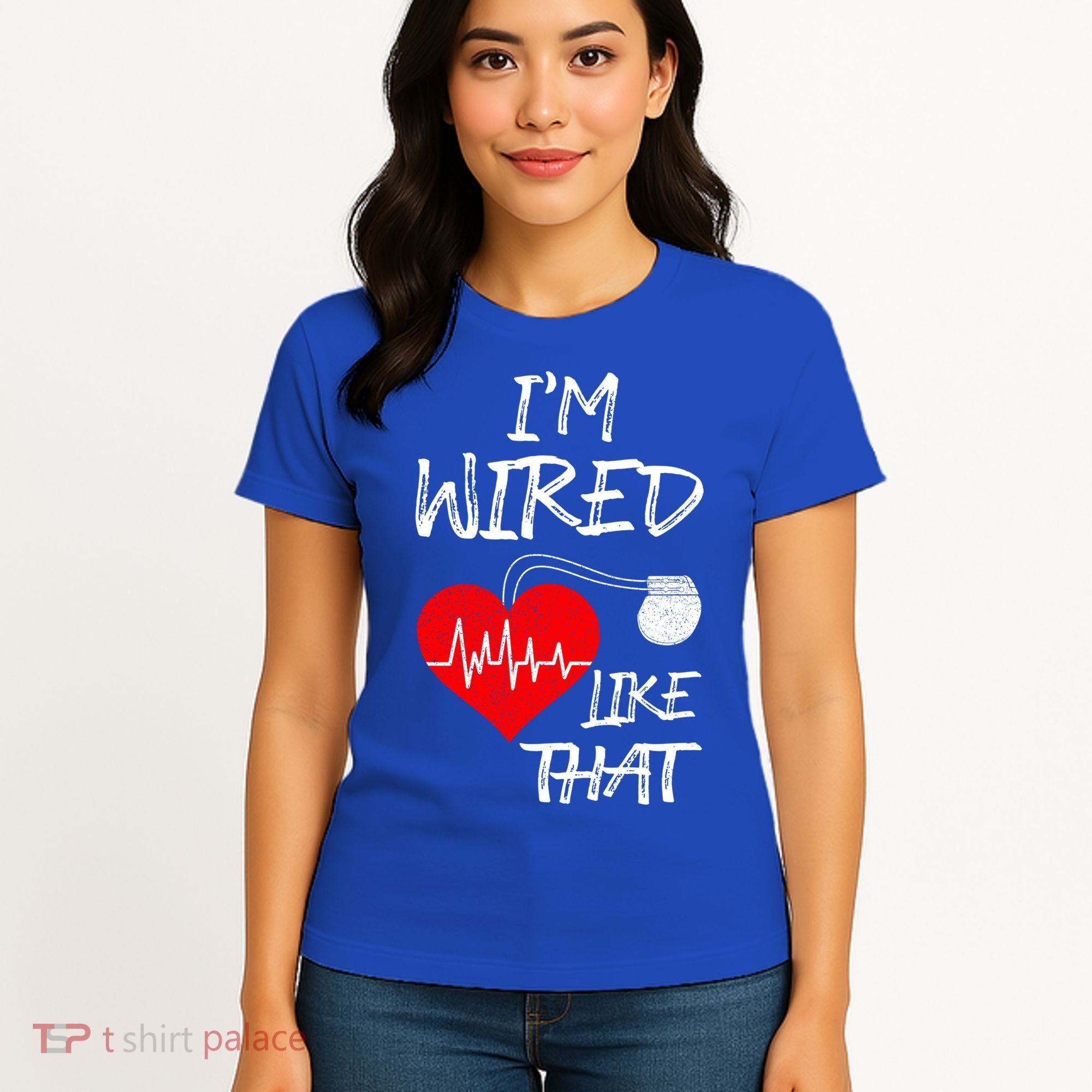 I'm Wired Like That Pacemaker Joke Heart Disease Awareness Funny Gift Women's T-Shirt