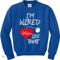 I'm Wired Like That Pacemaker Joke Heart Disease Awareness Funny Gift Kids Sweatshirt thumb 0