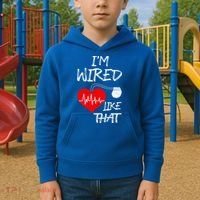 I'm Wired Like That Pacemaker Joke Heart Disease Awareness Funny Gift Kids Hoodie thumb 2